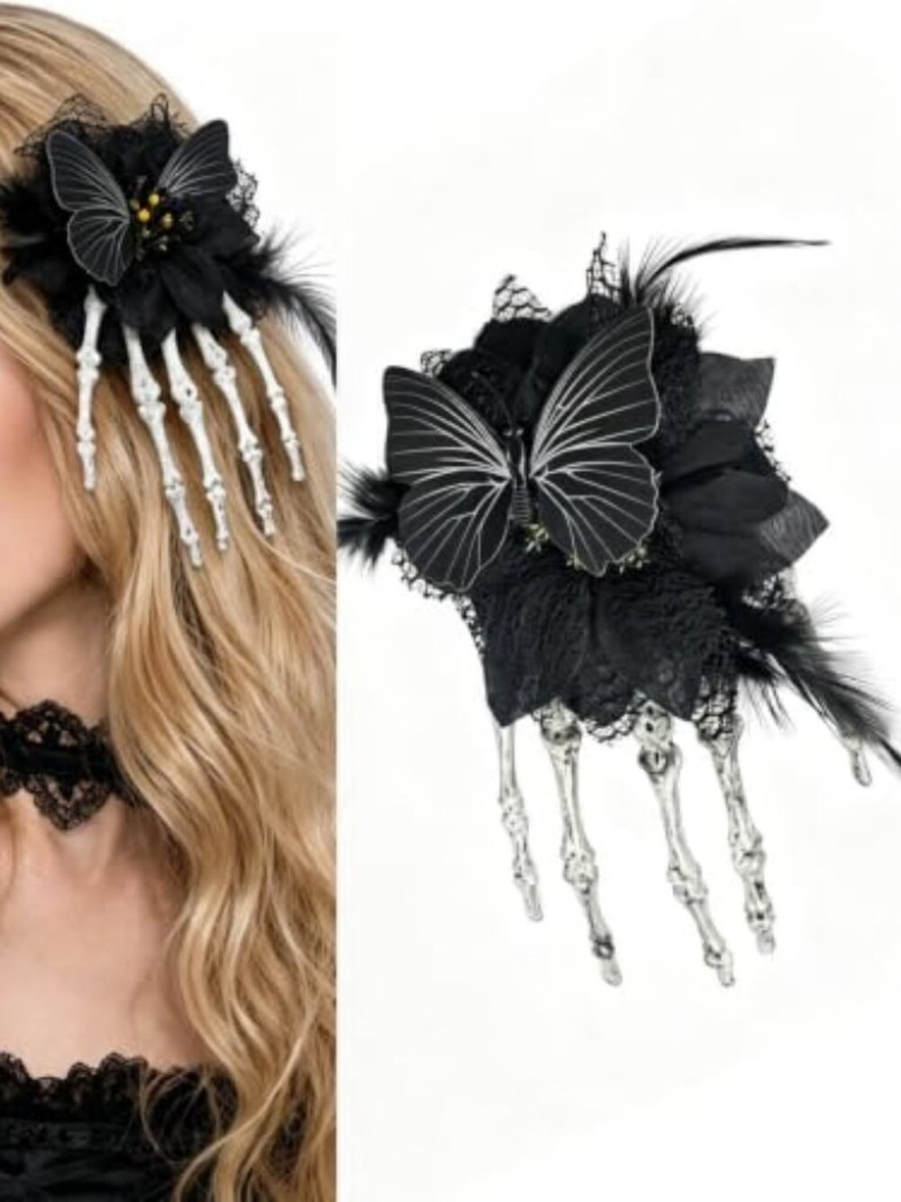 Gothic Hair Clips, Halloween Hair Accessories for Women, Goth Gifts. Goth